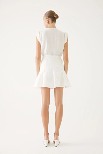 Exquise Linen Mini Skirt - White