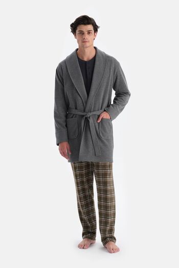 Dagi Gray Melange Shawl Collar Thessaloniki Dressing Gown