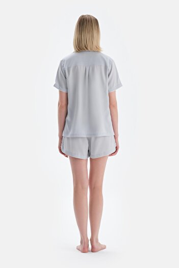 Dagi Light Gray Cool Touch Short Sleeve Woven Shirt with Piping