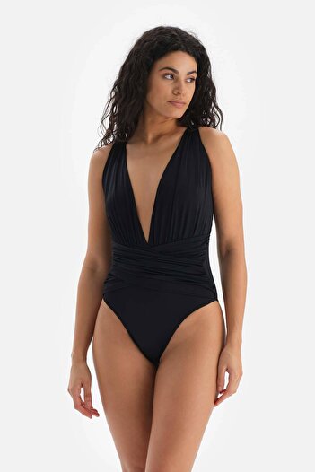 Dagi Black Deep V-Neck Swimsuit