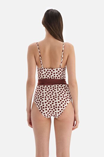 Dagi Brown - Ecru Coated Swimsuit