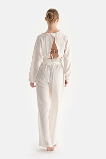 Dagi Ecru Front Tie Short Shirt