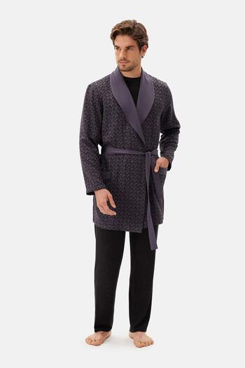 Dagi Jacquard Smoked Shawl Collar Groom Dressing Gown