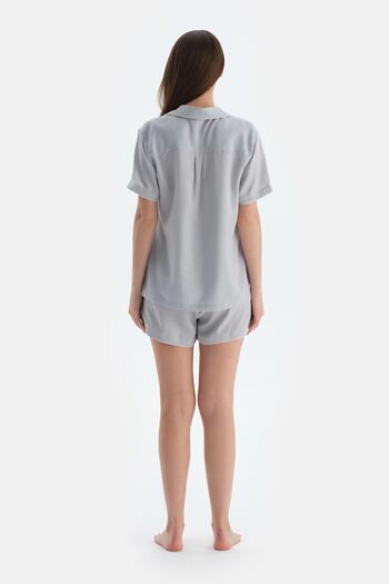 Dagi Light Gray Cool Touch Ribbed Woven Shorts