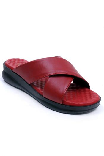 Ceyo 9975-3 RK-416 Κόκκινες γυναικείες ημερήσιες παντόφλες