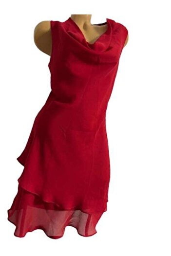 creation Midi dress with ruffles, red, L INTL