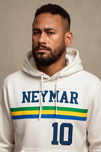 CLASSY.MODA Φούτερ με κουκούλα Neymar 10 – Βραζιλία Χρώματα 3 κλωστών Ψηφιακή εκτύπωση με τσέπες καγκουρό