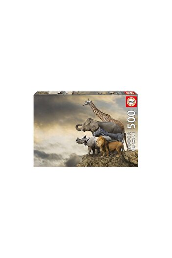EDUCA Puzzle - Animals on the Edge of a Cliff, 500 piese, include lipici puzzle