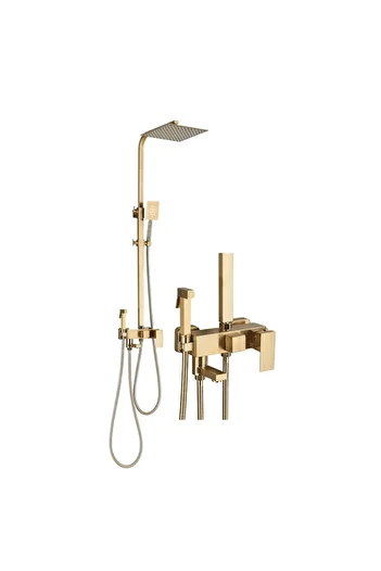 BisDesign Coloana de Dus Baie BisDesign®, Integrala din Metal, Reglabila pe Inaltime, Finisaj Auriu Mat