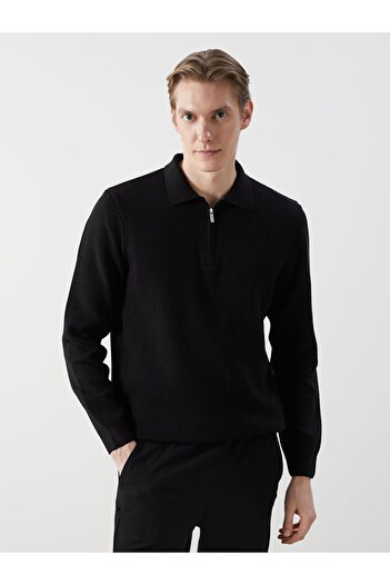 LC Waikiki Black Polo Neck Long Sleeve Men's Knitwear Sweater