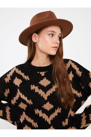 LC Waikiki Brown Stamped Women's Fedora Hat
