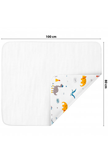 FizioTab Aleza impermeabila copii, FizioTab®, 80x100 cm, absorbanta si lavabila, refolosibila, Dinozauri