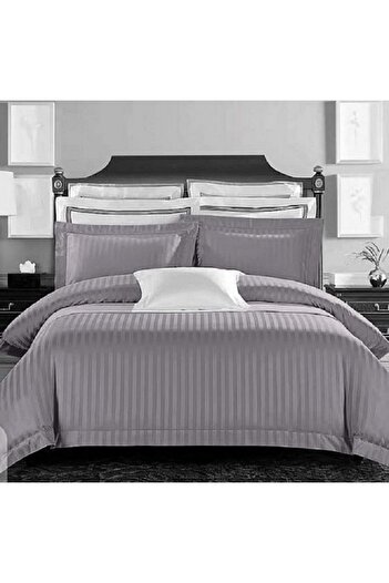 Doltri 3-Piece Striped Cotton Sateen King Bedsheet Set – 150 TC, 1 Bedsheet + 2 Pillow Covers