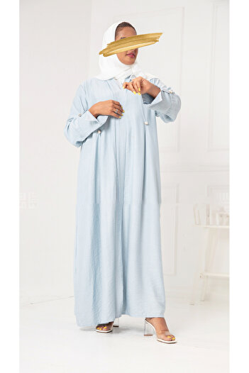outline Sky blue abaya with a distinctive cut on the sleeves
