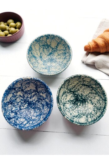GALATA GIFT Ceramic, Tile Patterned Mini Bowl, Breakfast, Three (3) Sauce Bowls, Snack Bowl, Sauce Bowl and Jam Bowl - 8cm