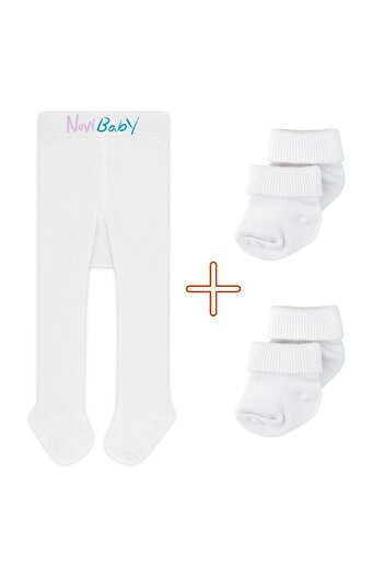 Novibaby Baby & Kids Cotton Pantyhose & 2-Piece Newborn Bamboo Baby Socks Set, Soft, with Flexible Construction