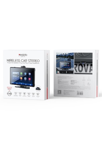 Yesido KM18 Smart Car Screen – 9″ HD Display + 4K Front & 1080p Rear Camera, CarPlay/Android Auto