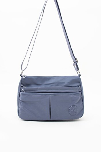 VESSARA Women's Water Resistant Crinkle Fabric 5 Compartment Blue Color Cross Strap Hand and Shoulder Bag