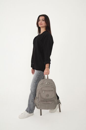 H&D COLLECTİON Σχολείο και σακίδιο πλάτης για φορητό υπολογιστή Unisex Αδιάβροχο Crinkle Fabric Multi-Eye Mink