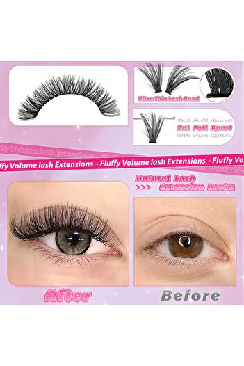 DIYEYELASH 200 Adet Takma Kirpik Uzatma Kiti 9-16mm Karışık 30D-40D-50D-60D40D-60-80D-100D Takma Kirpik