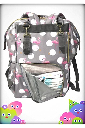 tıfıl Flamingo Patterned Waterproof Stain-Proof Erasable Fabric Mother Baby Bag