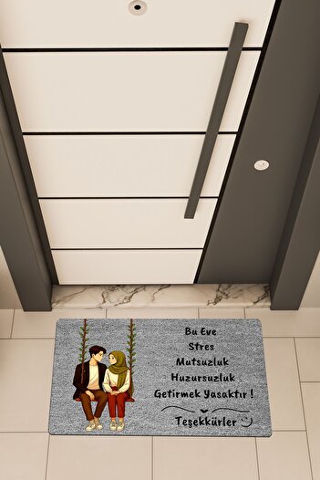 Dormot High Quality Digital Printing Gray, Couple with Turban on Swing, Themed Door Mat