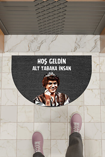 Dormot High Quality Digital Printing Black, Prince Substrate Themed Half Moon Door Front Mat