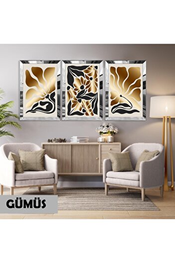 Harikabirev Amazing | Black-Gold Matisserie Flower Patterns | Plexiglass Framed Mdf Plksmdf