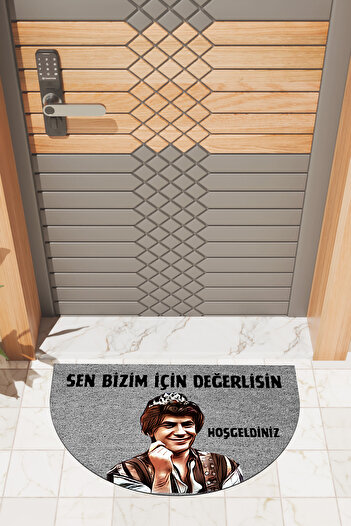 Dormot High Quality Digital Printing Grey, You Matter to Us Themed Half Moon Door Front Mat