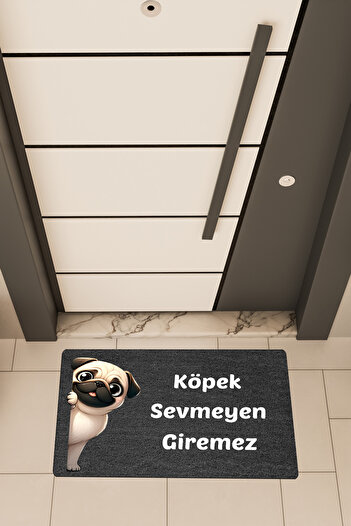 Dormot High Quality Digital Printing Black, Can'T Go in if You Can'T Love Dogs Themed Door Mat
