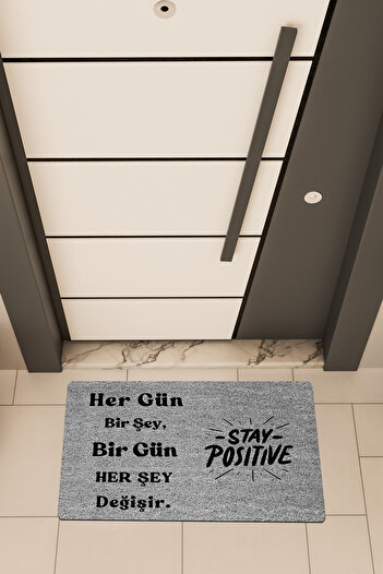 Dormot Quality Digital Printing Gray, Positive Themed Door Mat