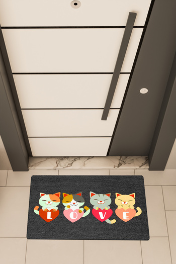 Dormot Quality Digital Printing Black, Love Kittens Themed Door Mat