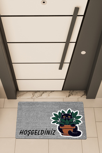 Dormot High Quality Digital Printing Gray, Cactus Cat Themed Door Front Mat