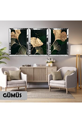 Harikabirev Amazing | Flower Gold Details Model | Plexiglass Framed Mdf Plksmdf
