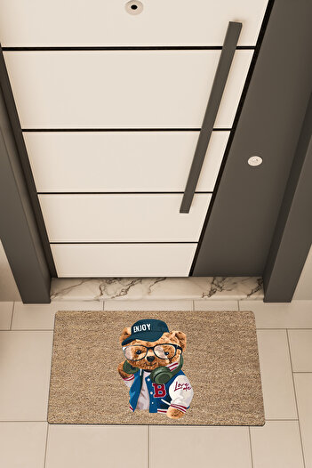 Dormot High Quality Digital Printing Brown, Sporty Teddy Bear Themed Door Mat