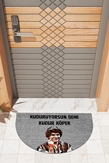 Dormot Copy - High Quality Digital Printing Gray, Prince Kudur Dog Themed Half Moon Door Mat