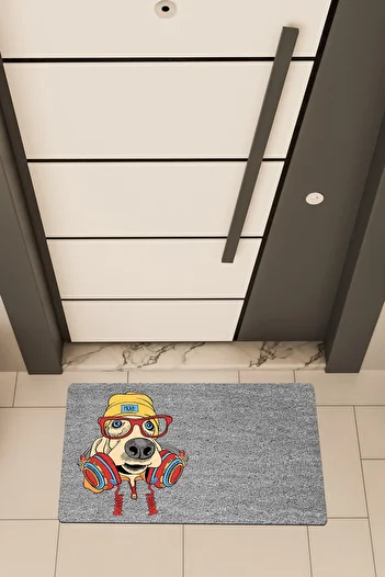Dormot Quality Digital Print Grey, Colorful Dog-Themed Door Mat