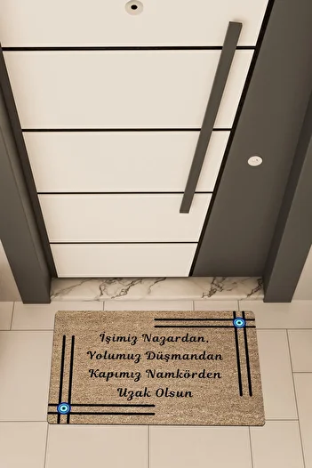 Dormot High Quality Digital Printing Brown, Our Business Is from Evil Eye Themed Door Mat