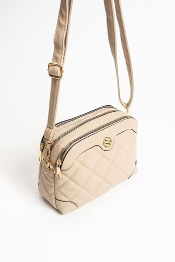 H&D COLLECTİON Women's Adjustable Cross Strap 4 Compartment Sand Shoulder and Crossbody Bag