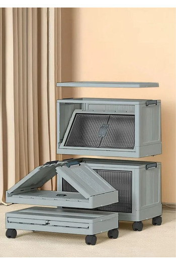 FORSACE 2 Tier Portable Multipurpose Organizer with Lid Stackable Kitchen and Pantry Cabinet with Magnet Lid