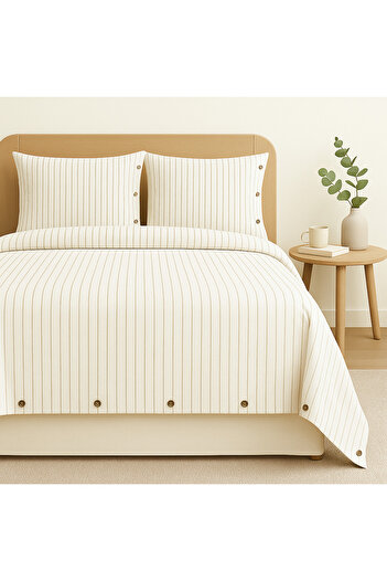 PureText |   Purelight |   Washable Yarn Dye Cotton Double Duvet Cover Set |   200X220Cm |   Brown