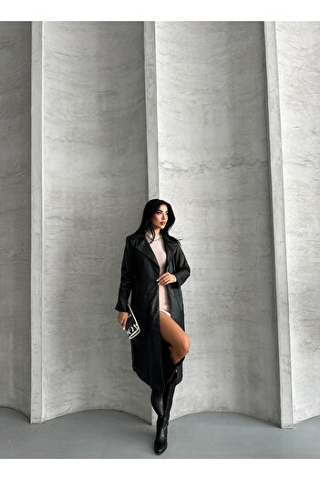 FERZOLAİO Basic Black Trench Coat