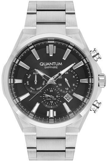 Quantum Pwg1094S.350 All Functions Steel Band with Active Sapphire Glass Steel Case 10 Atm Water Resistant