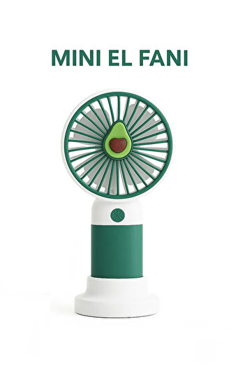 Fibaks Mini El Fanı Şarjlı Taşınabilir Sessiz Soğutucu USB Uyumlu Masaüstü ve El Tipi Avakado Temalı