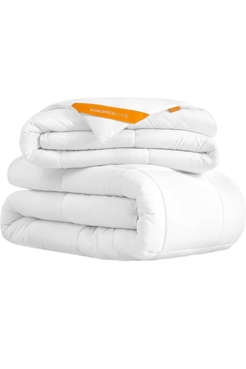 SONGMICS Double Quilted Duvet, 4 Seasons, 150, 350 and 500 GSM, Microfiber, 200x200 cm, White