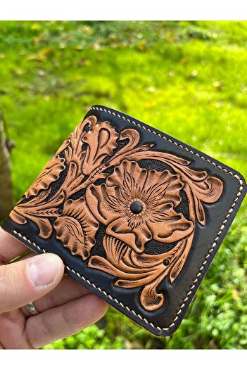 Pey Aksesuar Western Pattern Leather Wallet Custom Handmade