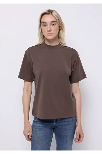 Colin's Regular Fit Round Neck Plain Women's Brown Short Sleeve T-Shirt