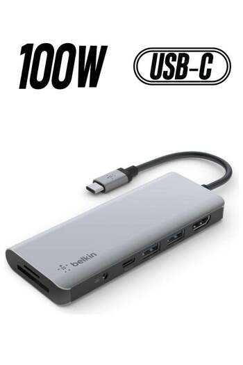 Belkin 7-In-1 Multiport USB-C Hub (Grey)