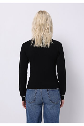 Colin's Slim Fit Polo Neck Plain Women's Black Sweater