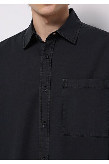 Colin's Comfort Fit Shirt Neck Düz Erkek Siyah Uzun Kol Gömlek
